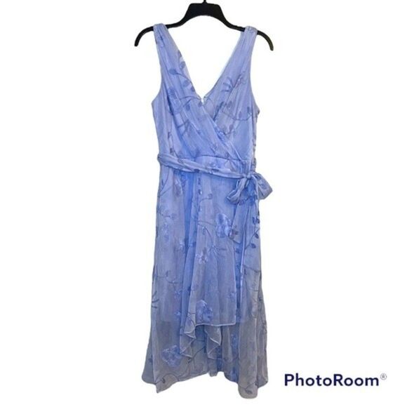 DKNY Women’s Blue Faux Wrap Midi Dress Size 10 - Picture 2 of 8